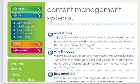mi|cms website screen shot